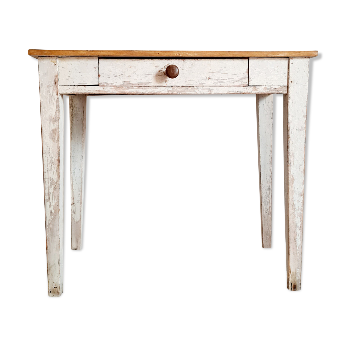 Skated white footing farm table