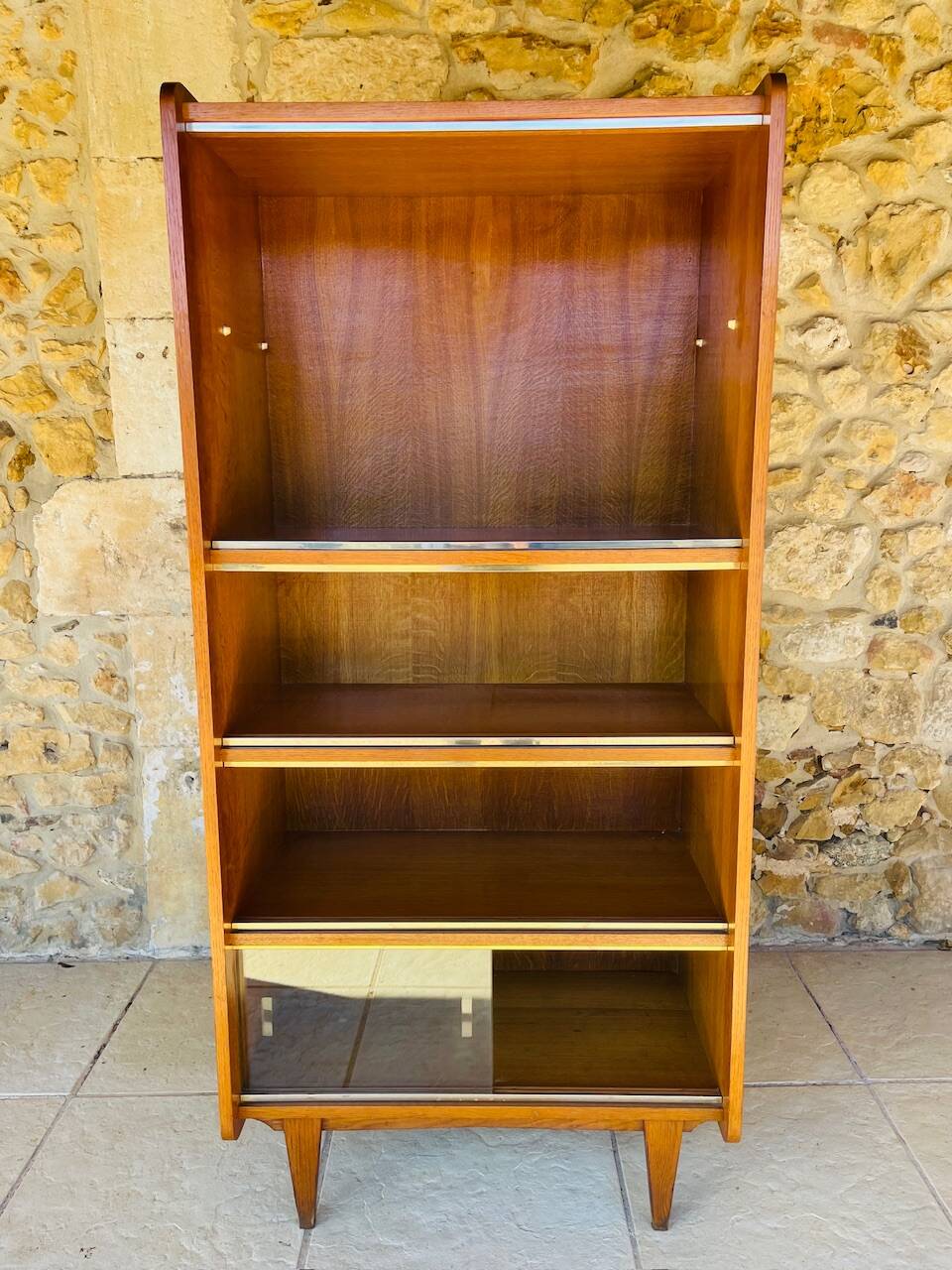 Storage unit/Library with sliding glass doors 1960s