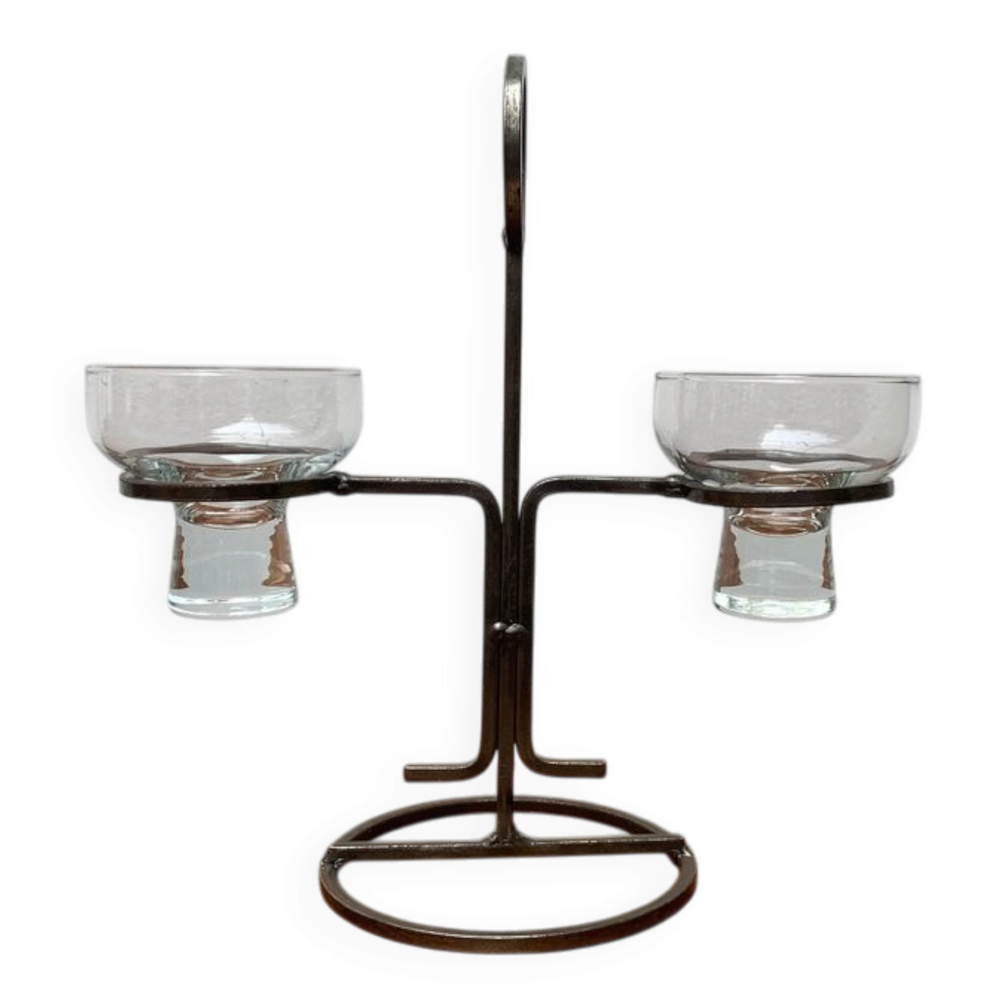 Danish Metal and Glass Candle Holder from the Mid-Century, 1960s