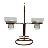 Danish Metal and Glass Candle Holder from the Mid-Century, 1960s