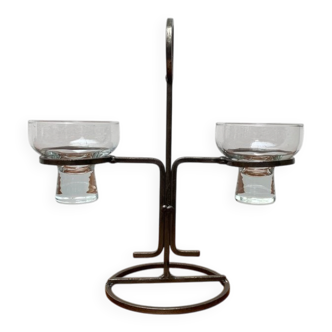 Danish Metal and Glass Candle Holder from the Mid-Century, 1960s