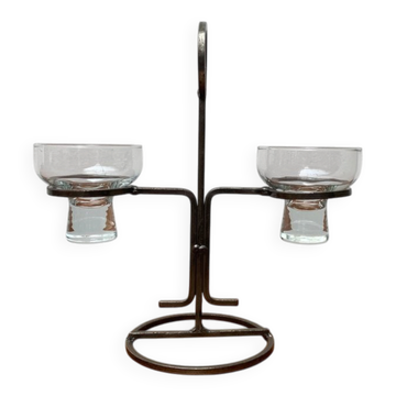 Danish Metal and Glass Candle Holder from the Mid-Century, 1960s