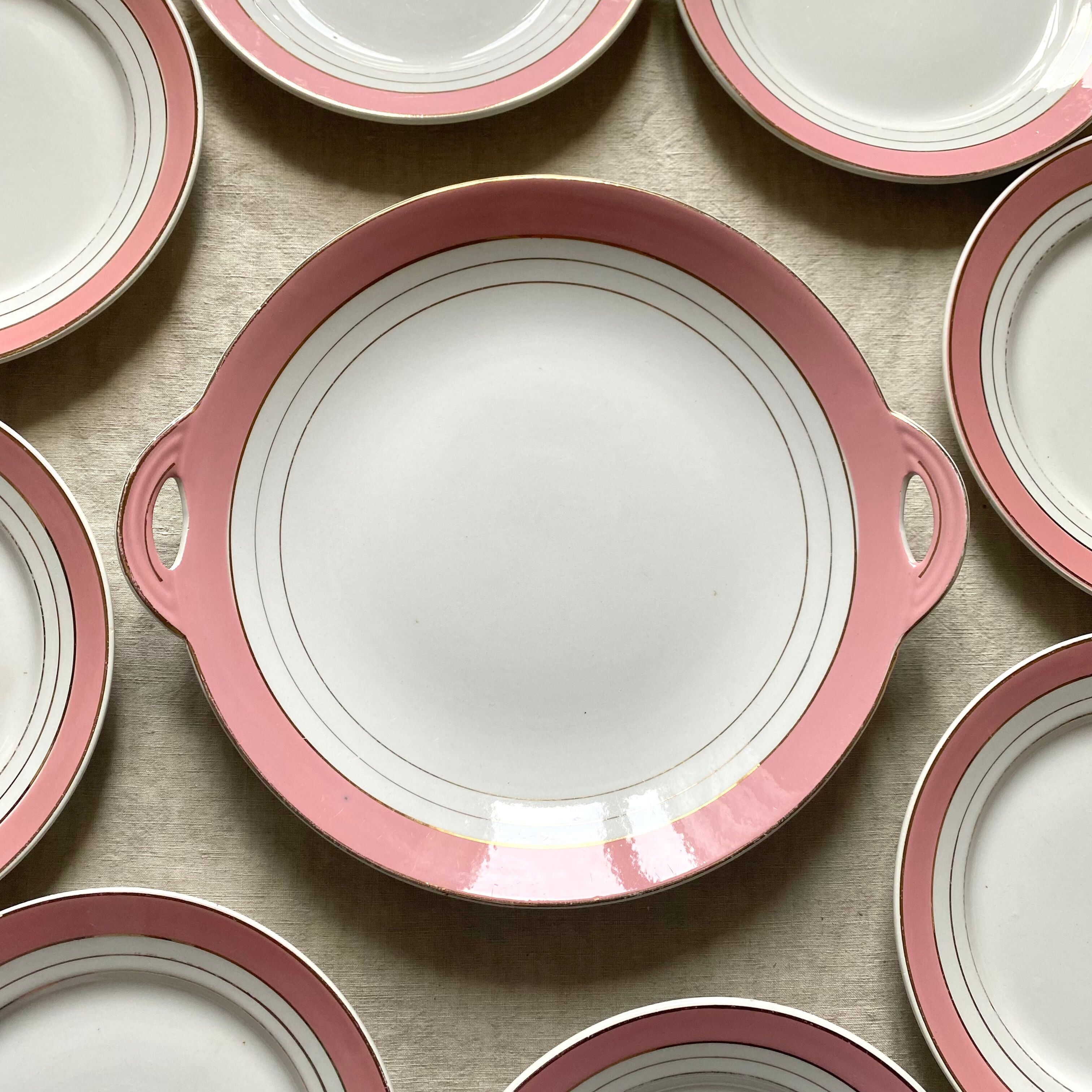 Dessert service plates and dish in Luneville porcelain