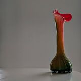 Murano Glass Vase Calla Lily - blown ribbed floral - Italy - Art Deco - 1970-1980