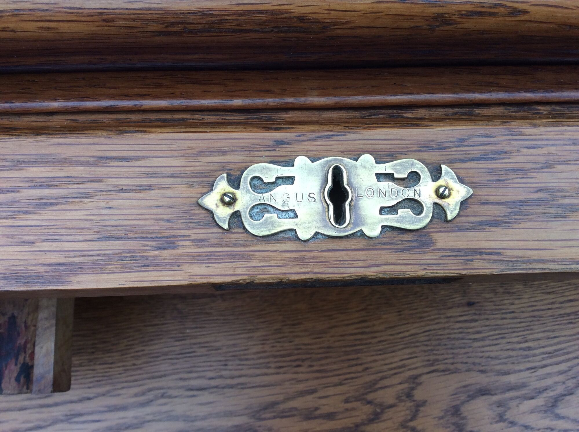 Old Angus London brand double-box sliding cylinder curtain desk.