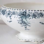 Terre de Fer tureen or salad bowl, Onnaing earthenware, Stella motif, French manufacture