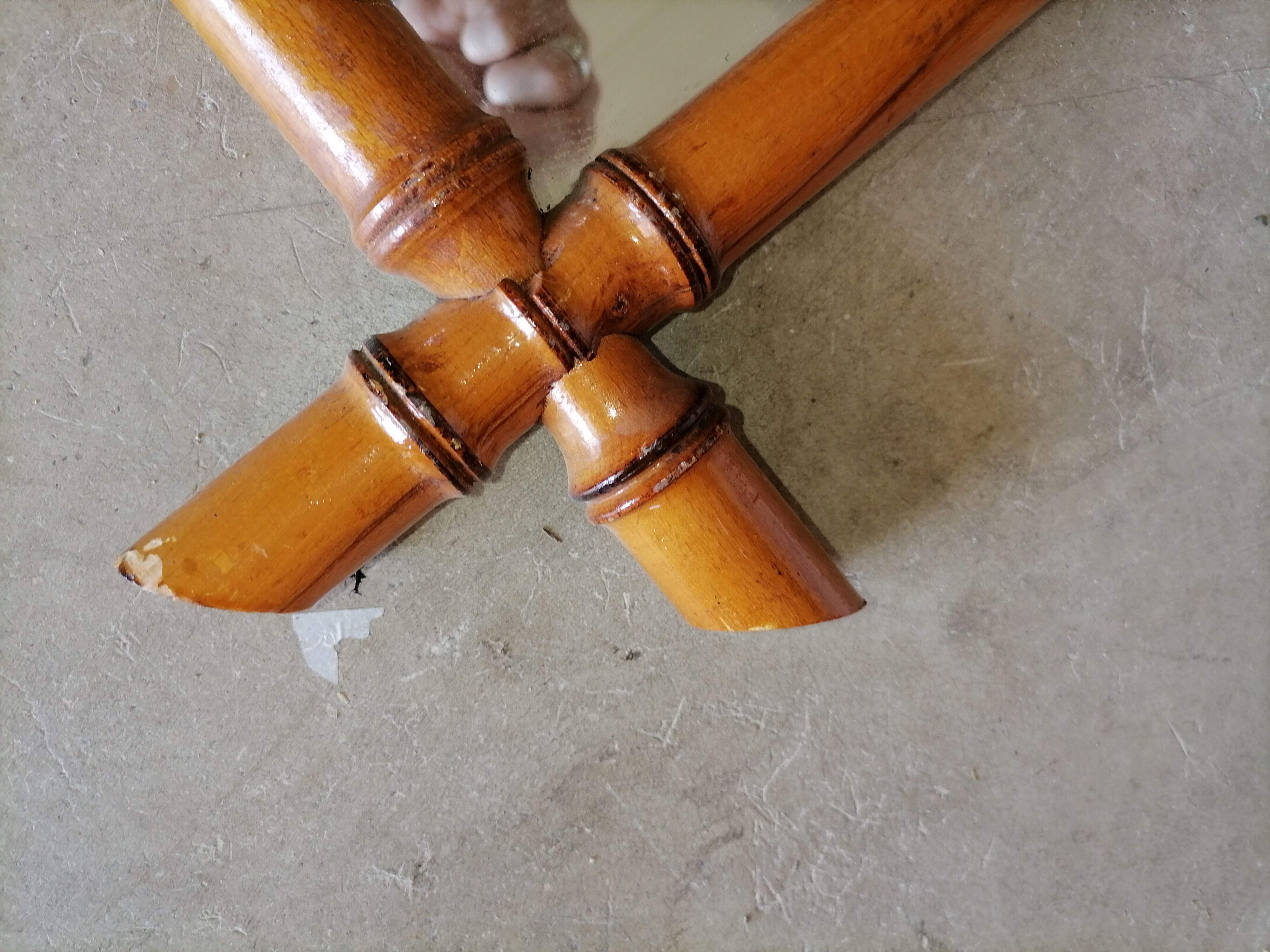 Miroir bambou ancien vintage