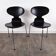 Pair of satin black beech chairs model 3100 "Ant" by Arne Jacobsen for Fritz Hansen, Denmark, 1957.