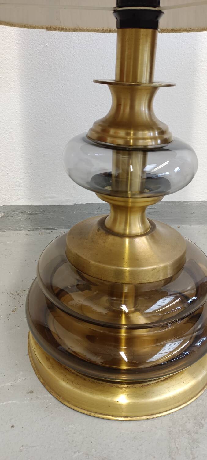 Glass and brass floor lamp
