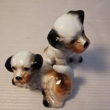 Pair of vintage ceramic terrier puppy dog figurines