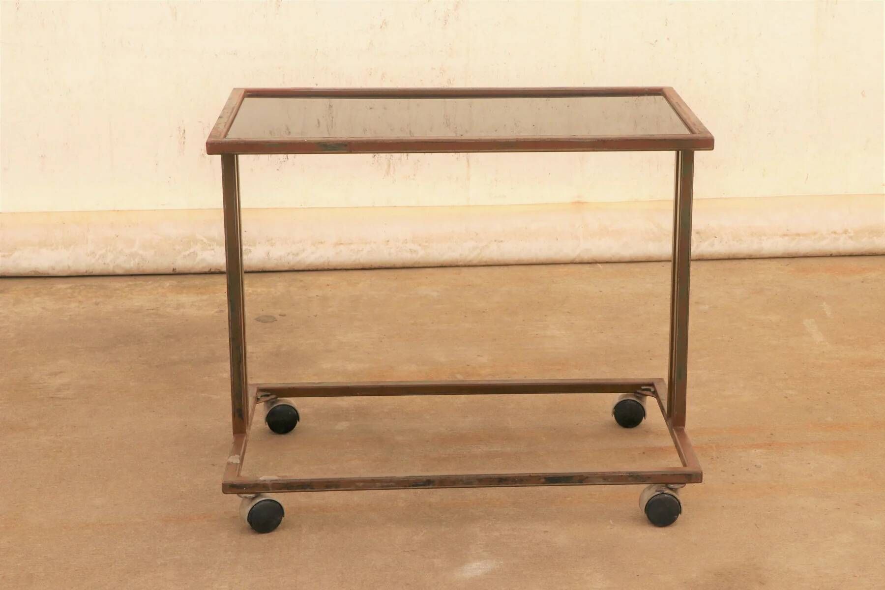 Czechoslovak vintage serving trolley on wheels, mid-century bar cart, 1970s
