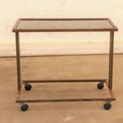 Czechoslovak vintage serving trolley on wheels, mid-century bar cart, 1970s
