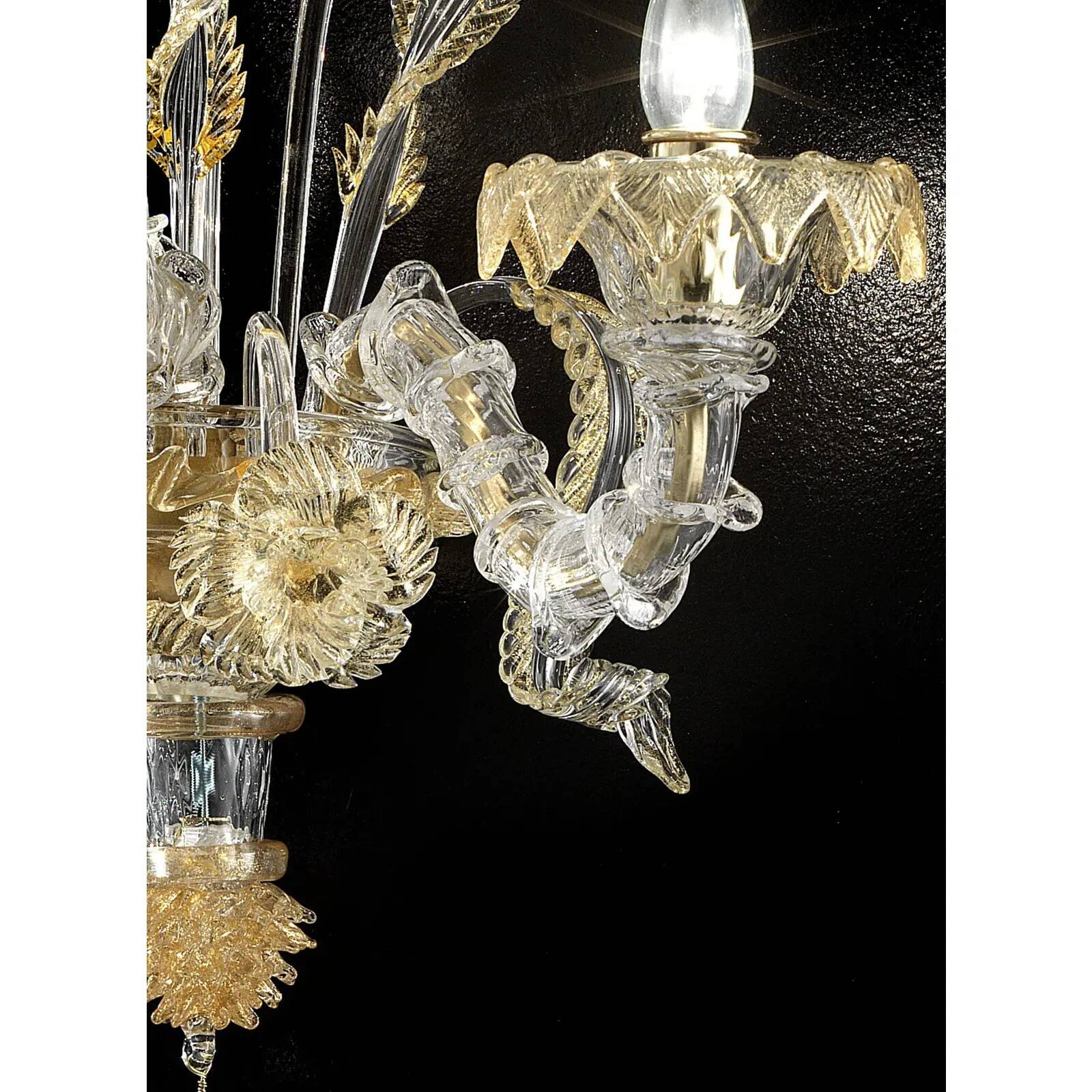 Verre de Murano italien Ca’ Rezzonico – Design floral en or fait à la main