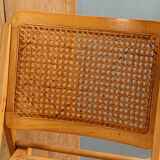 Set of 5 wooden folding chairs caned