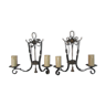 Pair of wall sconces, bronze-colored iron