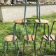 Set of 9 green / blue chains industrial stool years '50s including 8 low and a top