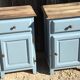 Pair of walnut bedsides from the 1950s patinated in lectoure blue