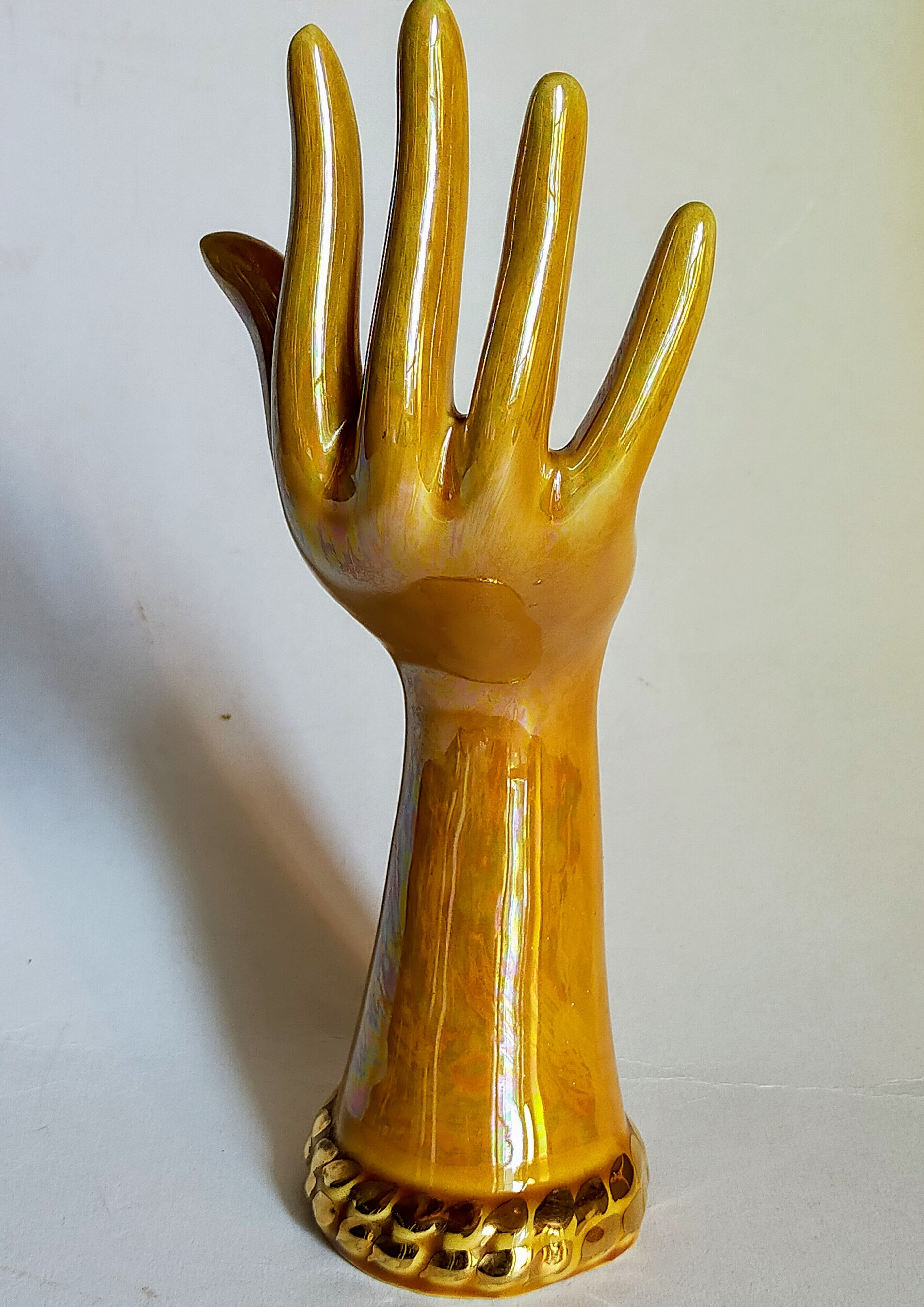 Soliflore baguier hand ceramic iridescent 50s