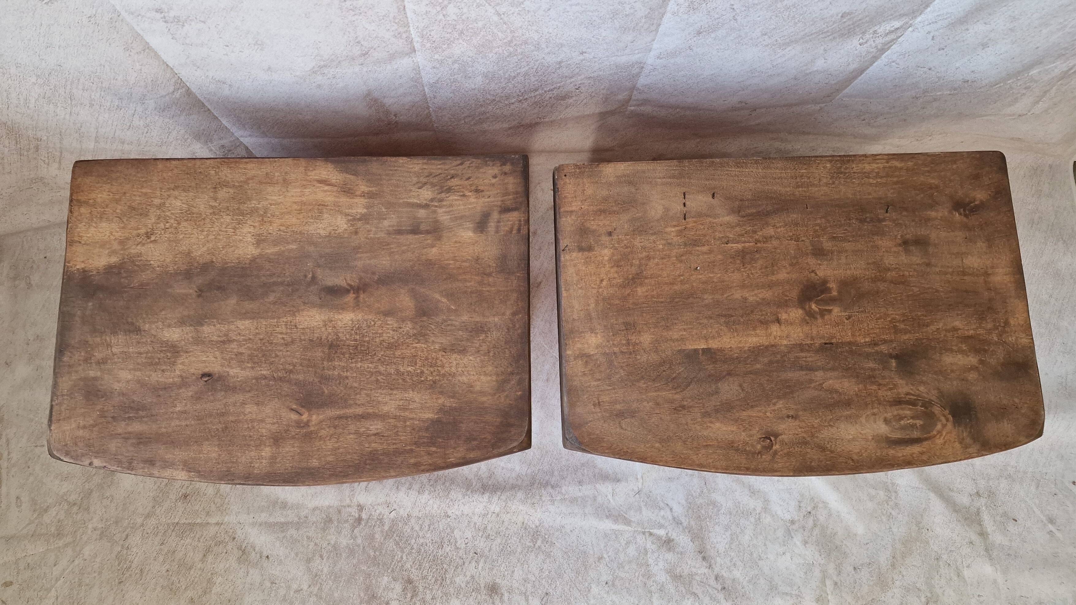 Pair of orange-pink patinated bedside tables