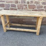 Table industrielle primitive établi en bois naturel brut vintage bohême commerce magasin