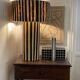 Minimalist bedside table lamp raffia Striped zebra black
