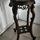 Antique Indochinese style pedestal - carved wood and marble