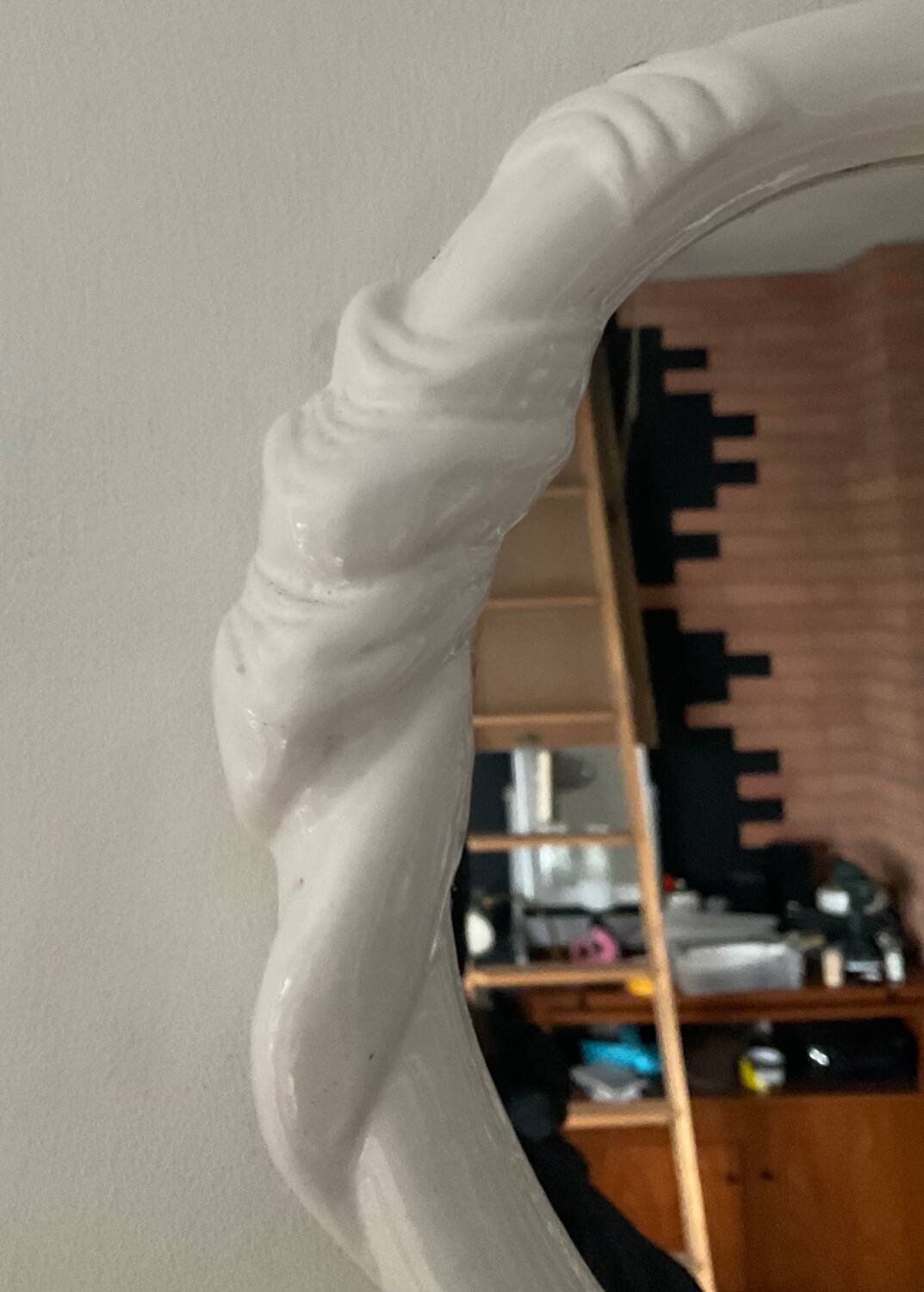 Vintage glazed ceramic mirror from the 70s