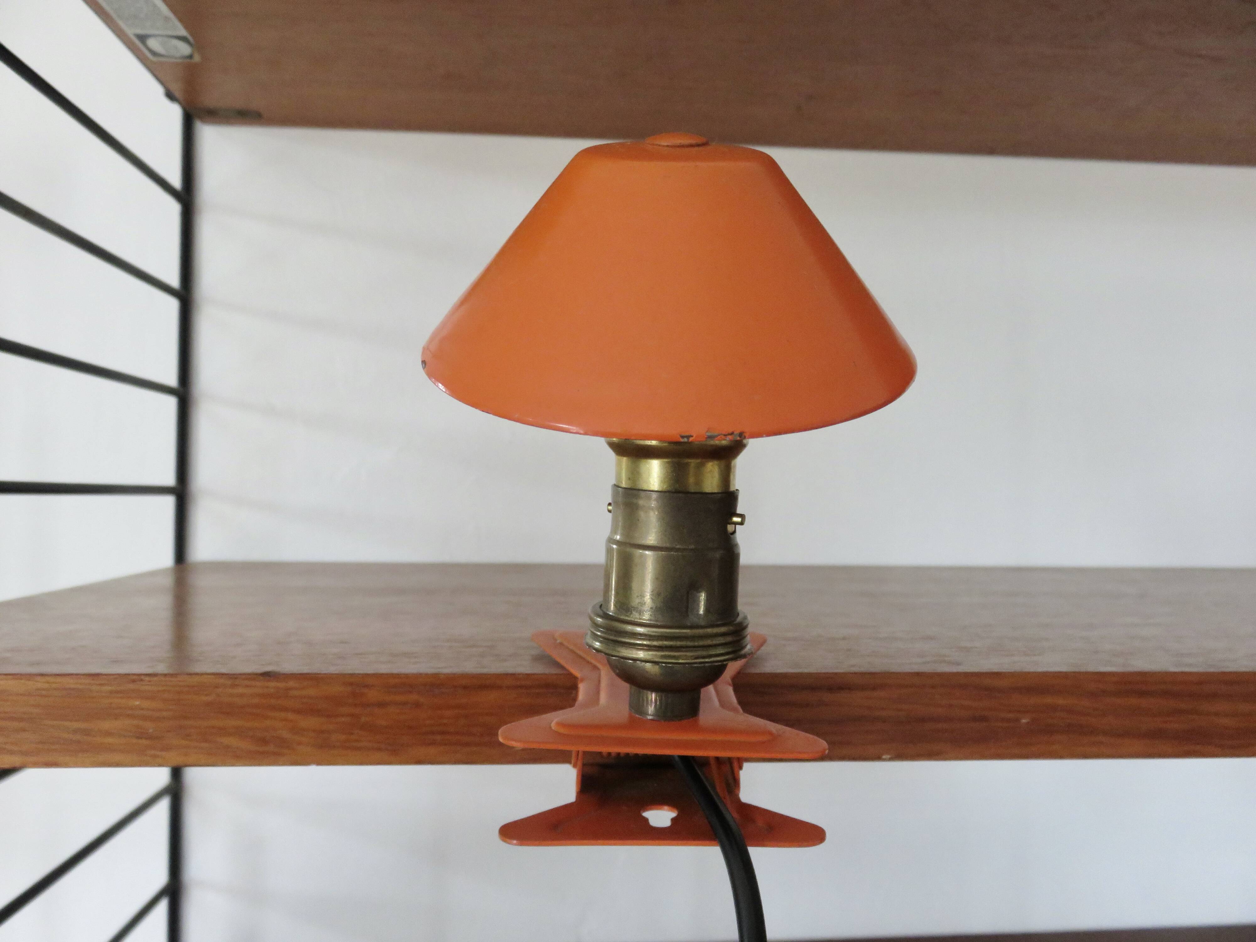 Lampe pince " champignon " orange années 60 70