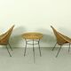 1950s Italian Rattan Basket Chairs & Matching Bistro Table Set