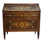 Commode secrétaire scriban style Louis XV à abattant, en bois précieux