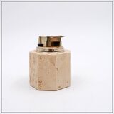 Vintage octagonal table lighter by Cerri Nestore in travertine - Italy 1970s
