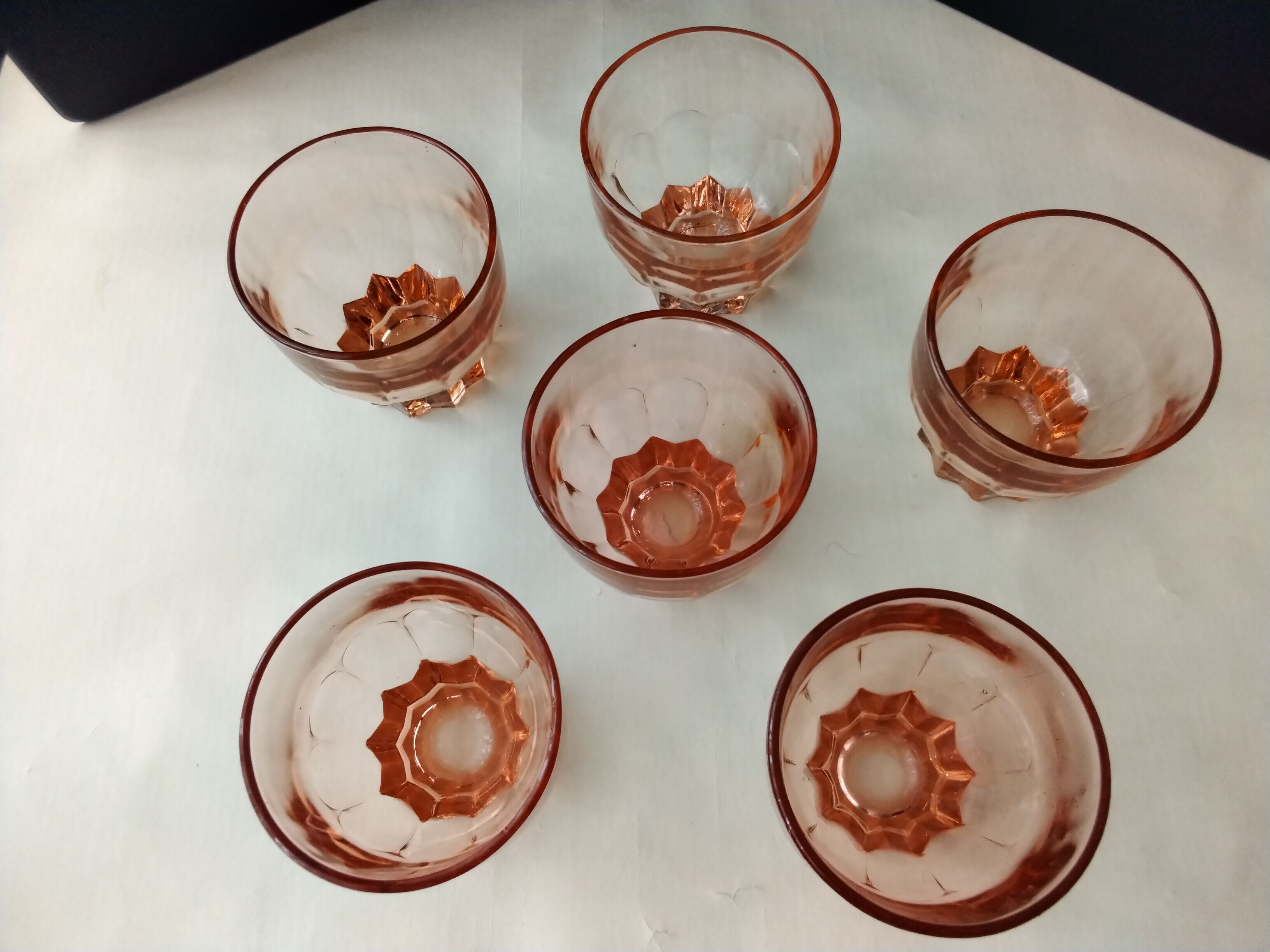 Set of 6 40s-50s glass table glasses