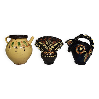 Set consisting of three pieces in glazed ceramic