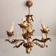 Vintage Hollywood Regency 6 light Chandelier gilded Italy Florence 1950-60