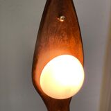 Vintage italian double lamp on a organic oak wood base