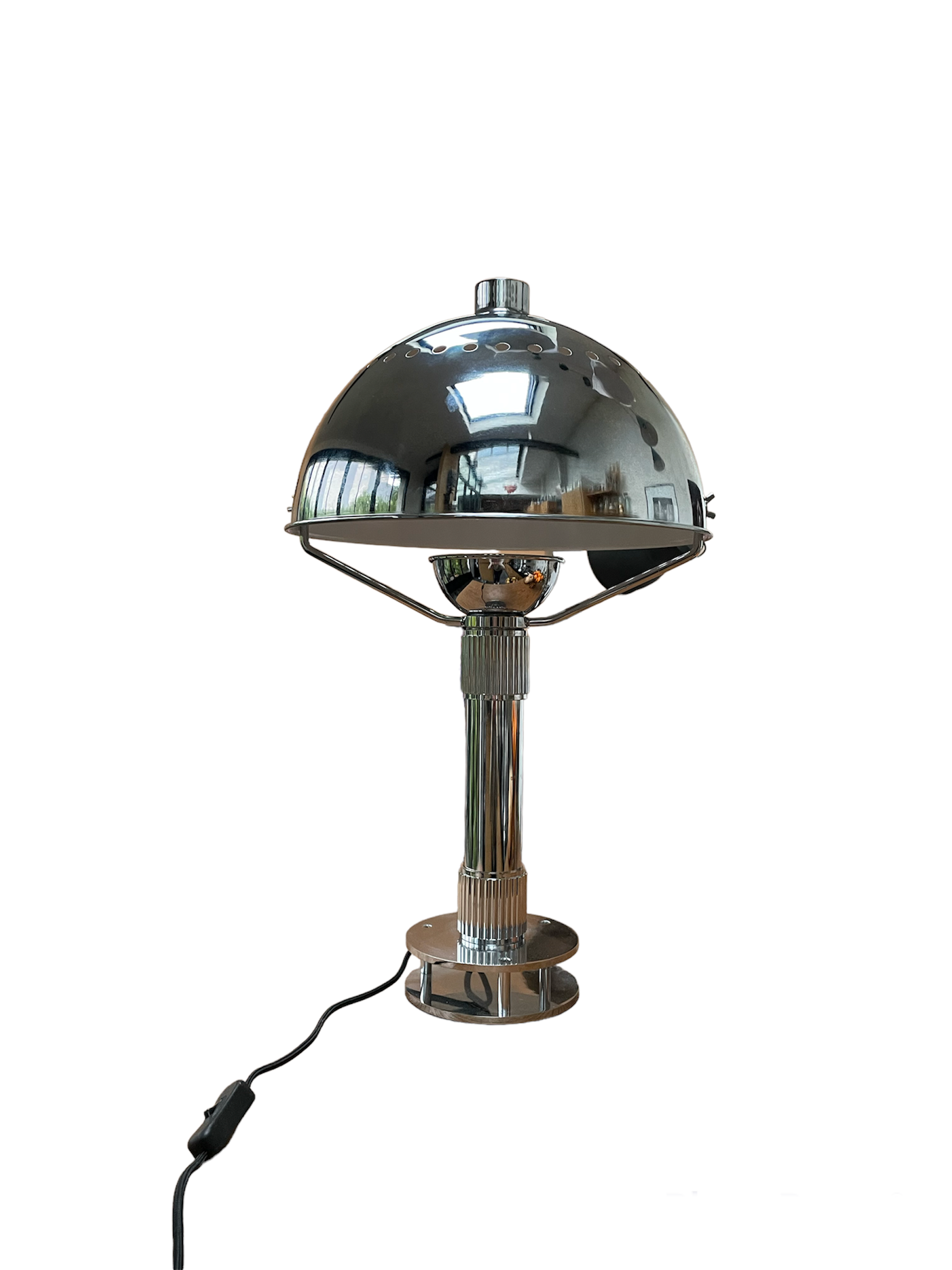 Chrome lamp signed by hand by its creator Marc Held