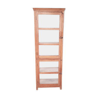 High showcase in solid teak