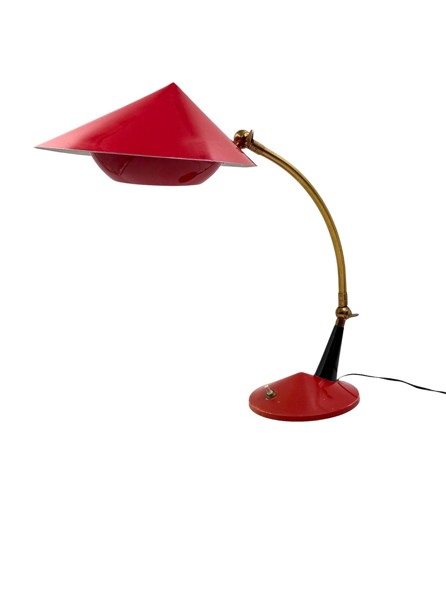 Mid century red desk Lamp, Stilux Milan Italy 1960 ca.
