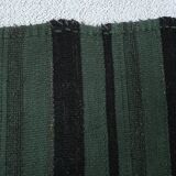 Turkish Green Black Striped Vintage Kilim Rug, 81x163Cm