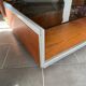 Table basse en bois, aluminium et verre fumé, 1970