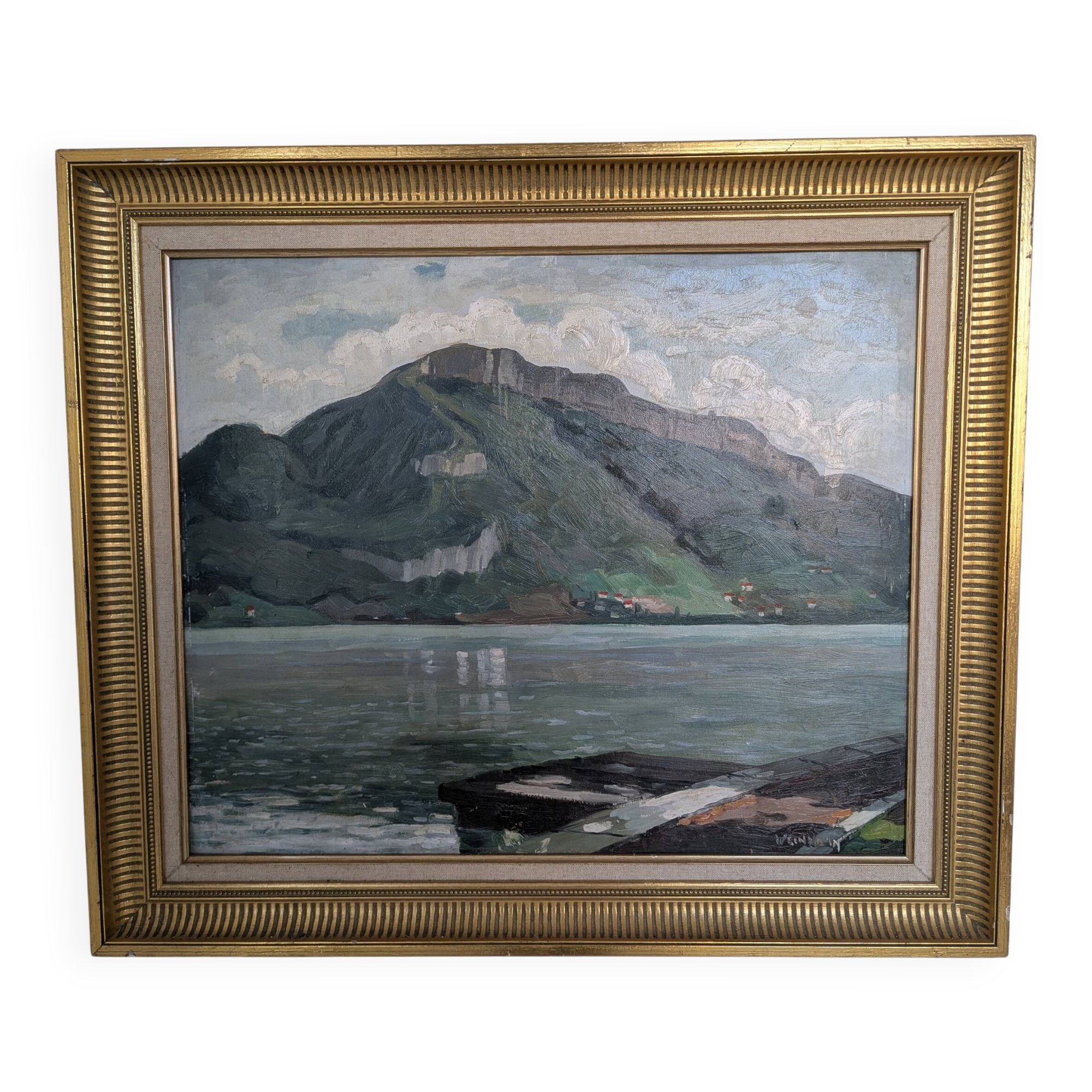 Oil on panel Mountain landscape by WEINMANN