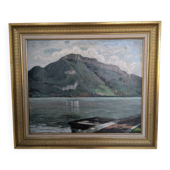 Oil on panel Mountain landscape by WEINMANN