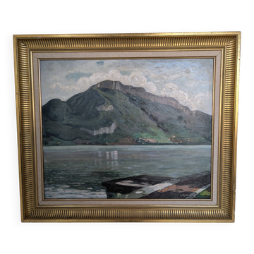 Oil on panel Mountain landscape by WEINMANN