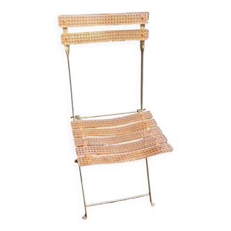 Golden folding chair by Yonel Lebivici and Bernard Berthet