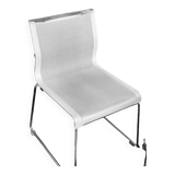 Set of 5 ICF “Stick chair” stackable meeting chairs - sled base - white mesh fabric