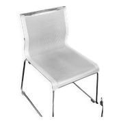 Lot de 5 Chaises de réunion empilables « Stick chair » ICF - piétement luge - tissu résille blanc