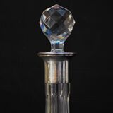 Carafe with antique glass liquor with diamond cap cut crystal silver frame