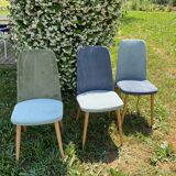 Trio of Scandinavian velvet chairs