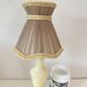 Varnished alabaster lamp, new fabric cable, mesh lampshade