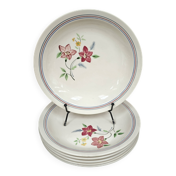 Set of 6 antique shallow bowls from Salin, France "Martine"